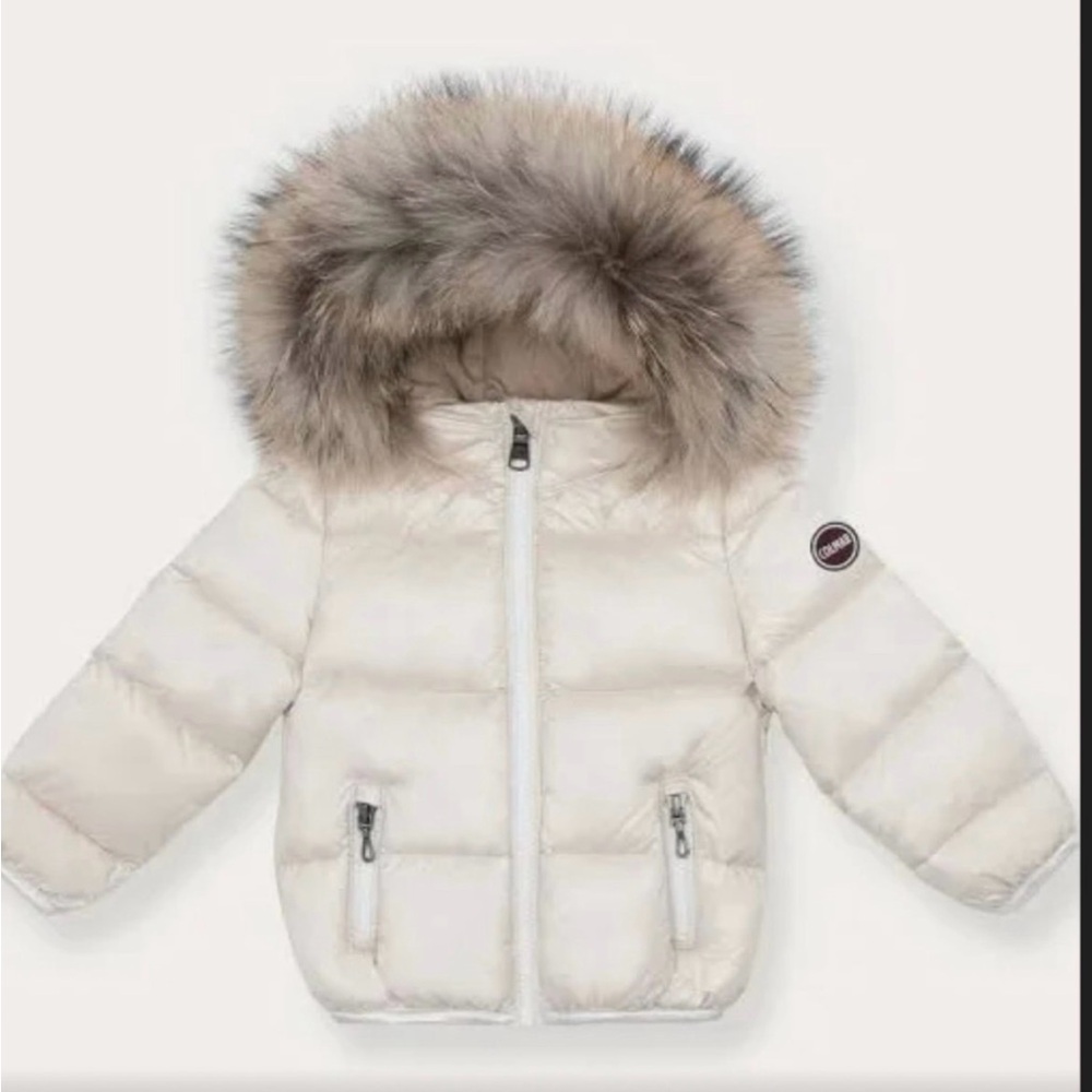 COLMAR Cream Puffer Jacket with Fur Trim